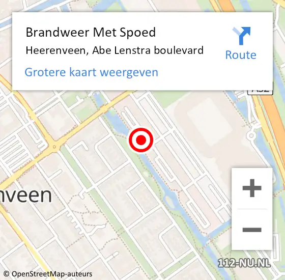 Locatie op kaart van de 112 melding: Brandweer Met Spoed Naar Heerenveen, Abe Lenstra boulevard op 20 september 2024 14:05