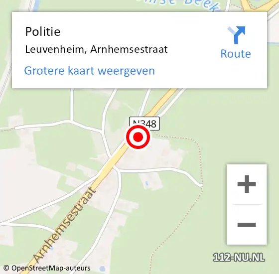 Locatie op kaart van de 112 melding: Politie Leuvenheim, Arnhemsestraat op 20 september 2024 14:09