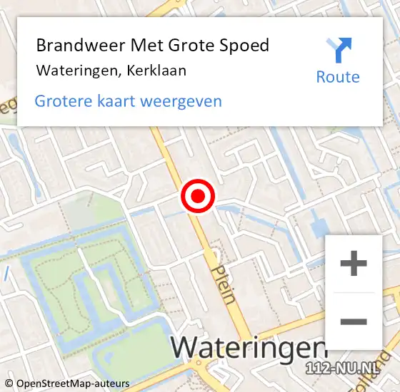 Locatie op kaart van de 112 melding: Brandweer Met Grote Spoed Naar Wateringen, Kerklaan op 20 september 2024 14:09