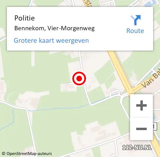 Locatie op kaart van de 112 melding: Politie Bennekom, Vier-Morgenweg op 20 september 2024 14:18