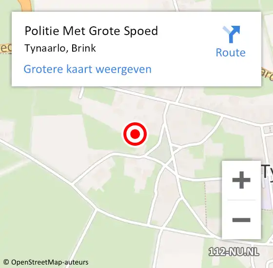 Locatie op kaart van de 112 melding: Politie Met Grote Spoed Naar Tynaarlo, Brink op 20 september 2024 14:27