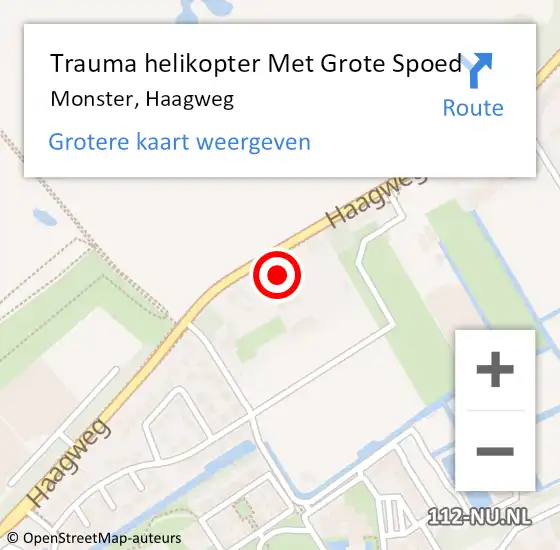 Locatie op kaart van de 112 melding: Trauma helikopter Met Grote Spoed Naar Monster, Haagweg op 20 september 2024 14:29