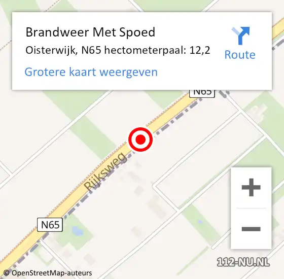 Locatie op kaart van de 112 melding: Brandweer Met Spoed Naar Oisterwijk, N65 hectometerpaal: 12,2 op 20 september 2024 14:45