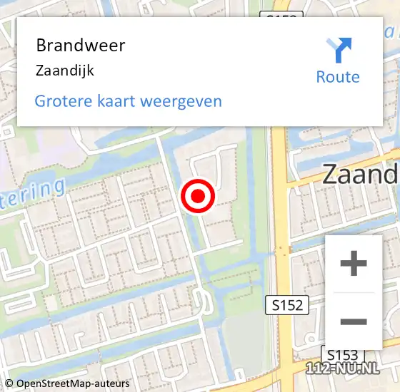 Locatie op kaart van de 112 melding: Brandweer Zaandijk op 20 september 2024 14:48