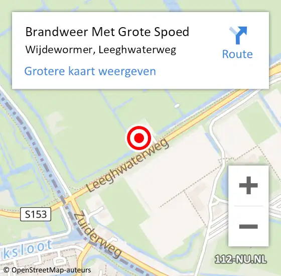 Locatie op kaart van de 112 melding: Brandweer Met Grote Spoed Naar Wijdewormer, Leeghwaterweg op 20 september 2024 14:52