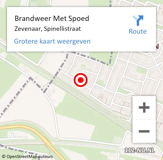 Locatie op kaart van de 112 melding: Brandweer Met Spoed Naar Zevenaar, Spinellistraat op 20 september 2024 14:56