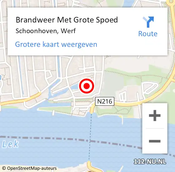 Locatie op kaart van de 112 melding: Brandweer Met Grote Spoed Naar Schoonhoven, Werf op 20 september 2024 15:01