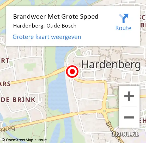 Locatie op kaart van de 112 melding: Brandweer Met Grote Spoed Naar Hardenberg, Oude Bosch op 20 september 2024 15:05