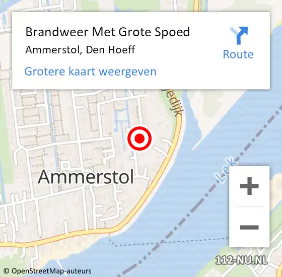 Locatie op kaart van de 112 melding: Brandweer Met Grote Spoed Naar Ammerstol, Den Hoeff op 20 september 2024 15:12