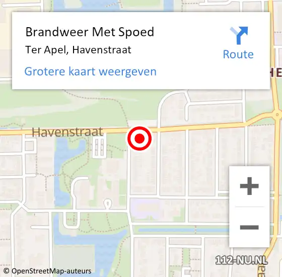 Locatie op kaart van de 112 melding: Brandweer Met Spoed Naar Ter Apel, Havenstraat op 20 september 2024 15:21