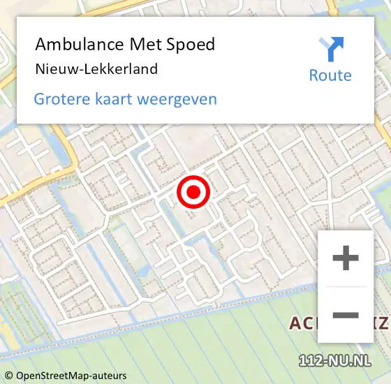 Locatie op kaart van de 112 melding: Ambulance Met Spoed Naar Nieuw-Lekkerland op 20 september 2024 15:22