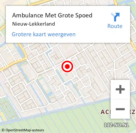 Locatie op kaart van de 112 melding: Ambulance Met Grote Spoed Naar Nieuw-Lekkerland op 20 september 2024 15:23