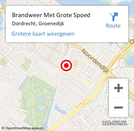 Locatie op kaart van de 112 melding: Brandweer Met Grote Spoed Naar Dordrecht, Groenedijk op 20 september 2024 15:24