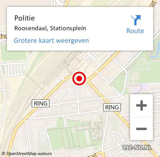 Locatie op kaart van de 112 melding: Politie Roosendaal, Stationsplein op 20 september 2024 15:26