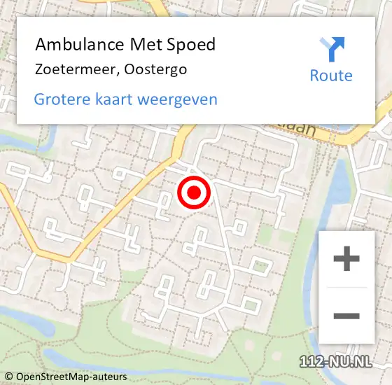 Locatie op kaart van de 112 melding: Ambulance Met Spoed Naar Zoetermeer, Oostergo op 20 september 2024 15:32