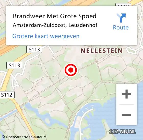 Locatie op kaart van de 112 melding: Brandweer Met Grote Spoed Naar Amsterdam, Leusdenhof op 20 september 2024 15:43