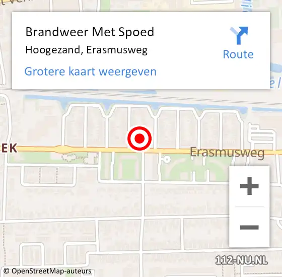 Locatie op kaart van de 112 melding: Brandweer Met Spoed Naar Hoogezand, Erasmusweg op 20 september 2024 15:48