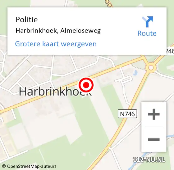 Locatie op kaart van de 112 melding: Politie Harbrinkhoek, Almeloseweg op 20 september 2024 15:53