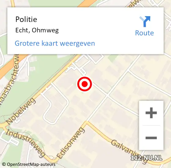 Locatie op kaart van de 112 melding: Politie Echt, Ohmweg op 20 september 2024 15:57