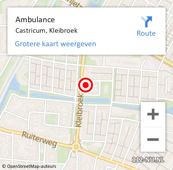 Locatie op kaart van de 112 melding: Ambulance Castricum, Kleibroek op 20 september 2024 16:05