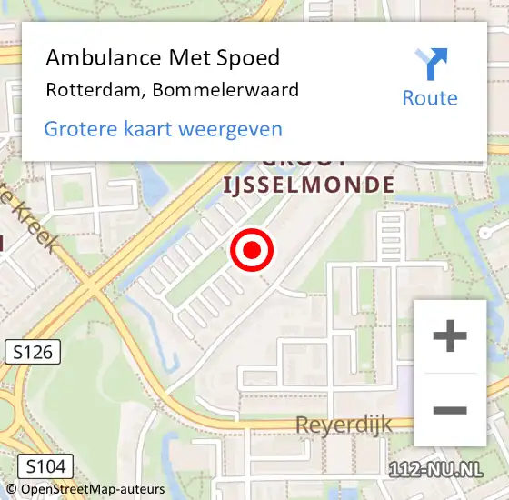 Locatie op kaart van de 112 melding: Ambulance Met Spoed Naar Rotterdam, Bommelerwaard op 20 september 2024 16:29