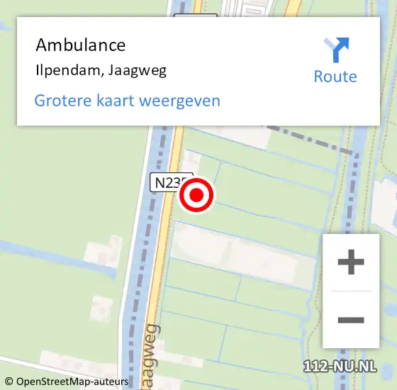 Locatie op kaart van de 112 melding: Ambulance Ilpendam, Jaagweg op 20 september 2024 16:45