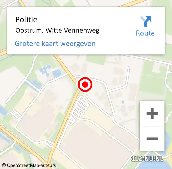 Locatie op kaart van de 112 melding: Politie Oostrum, Witte Vennenweg op 20 september 2024 16:50