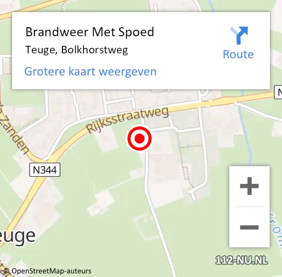 Locatie op kaart van de 112 melding: Brandweer Met Spoed Naar Teuge, Bolkhorstweg op 20 september 2024 16:53