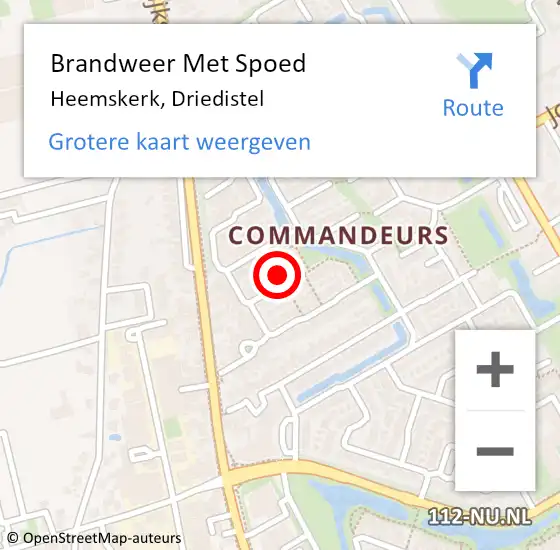 Locatie op kaart van de 112 melding: Brandweer Met Spoed Naar Heemskerk, Driedistel op 20 september 2024 17:03