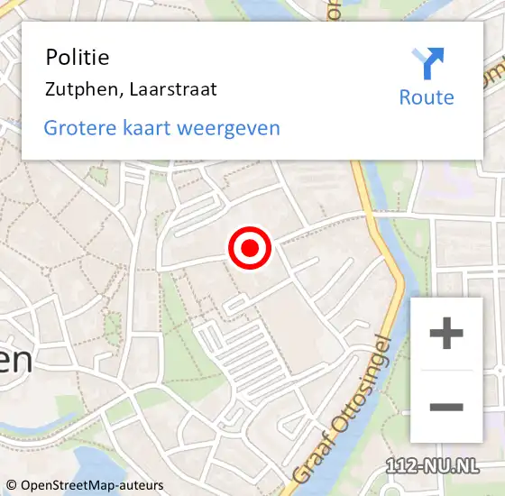 Locatie op kaart van de 112 melding: Politie Zutphen, Laarstraat op 20 september 2024 17:12