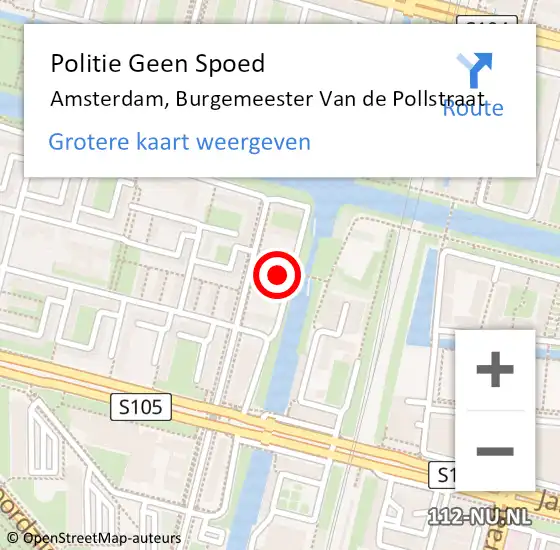 Locatie op kaart van de 112 melding: Politie Geen Spoed Naar Amsterdam, Burgemeester Van de Pollstraat op 20 september 2024 17:15