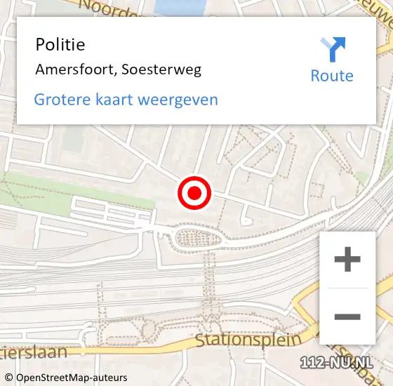 Locatie op kaart van de 112 melding: Politie Amersfoort, Soesterweg op 20 september 2024 17:31