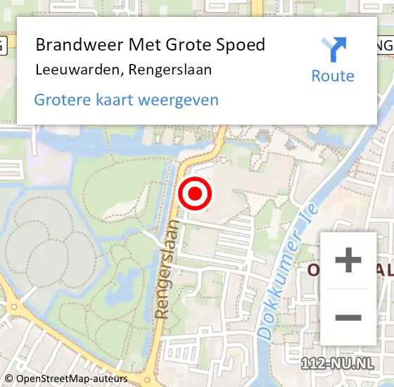 Locatie op kaart van de 112 melding: Brandweer Met Grote Spoed Naar Leeuwarden, Rengerslaan op 20 september 2024 17:34