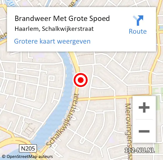 Locatie op kaart van de 112 melding: Brandweer Met Grote Spoed Naar Haarlem, Schalkwijkerstraat op 20 september 2024 17:35