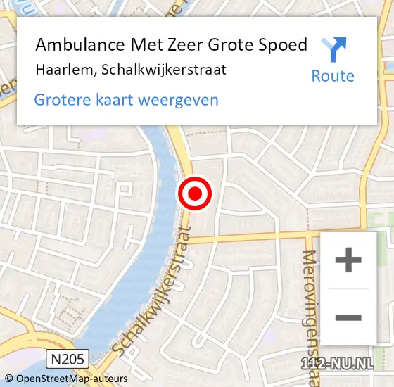 Locatie op kaart van de 112 melding: Ambulance Met Zeer Grote Spoed Naar Haarlem, Schalkwijkerstraat op 20 september 2024 17:36