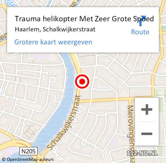 Locatie op kaart van de 112 melding: Trauma helikopter Met Zeer Grote Spoed Naar Haarlem, Schalkwijkerstraat op 20 september 2024 17:39