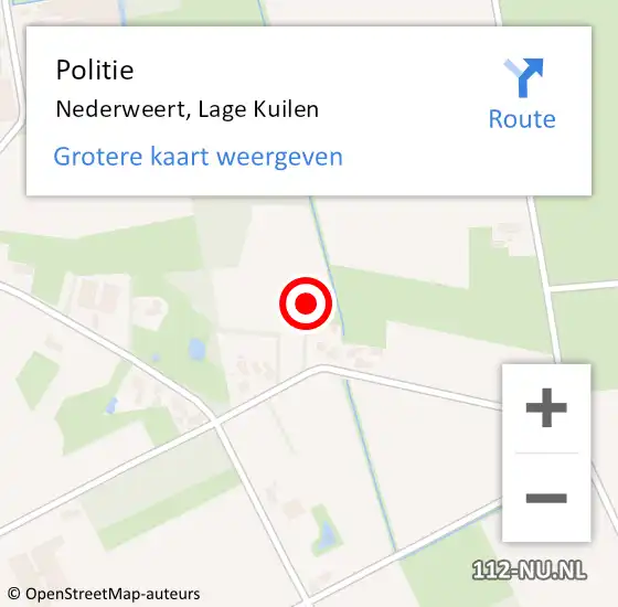 Locatie op kaart van de 112 melding: Politie Nederweert, Lage Kuilen op 20 september 2024 17:39