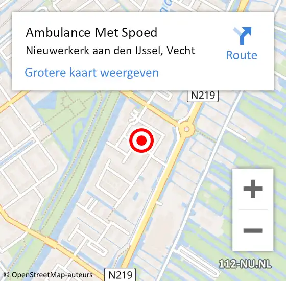 Locatie op kaart van de 112 melding: Ambulance Met Spoed Naar Nieuwerkerk aan den IJssel, Vecht op 20 september 2024 17:40