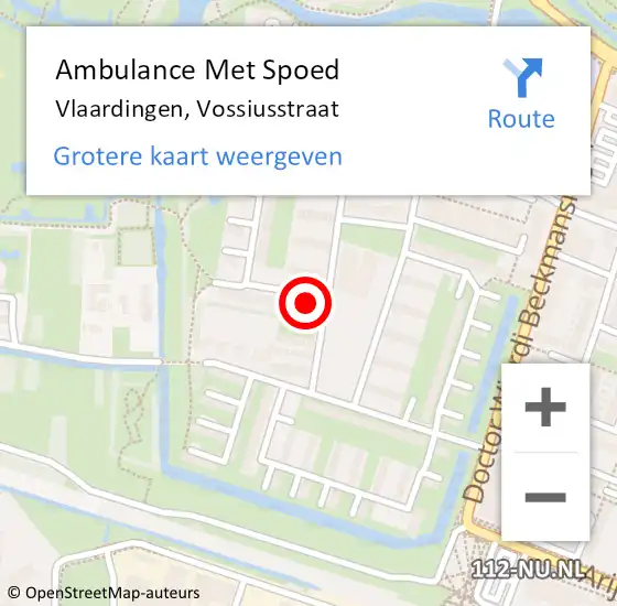 Locatie op kaart van de 112 melding: Ambulance Met Spoed Naar Vlaardingen, Vossiusstraat op 20 september 2024 17:54