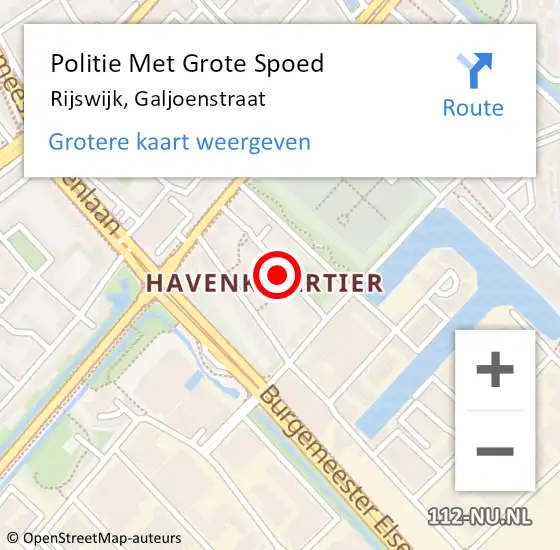 Locatie op kaart van de 112 melding: Politie Met Grote Spoed Naar Rijswijk, Galjoenstraat op 20 september 2024 17:57