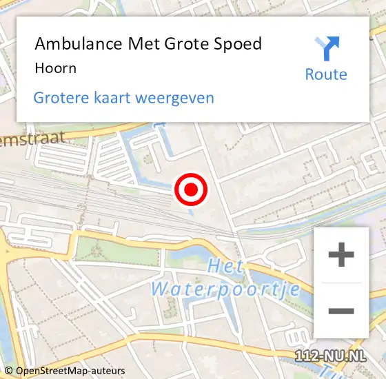 Locatie op kaart van de 112 melding: Ambulance Met Grote Spoed Naar Hoorn op 20 september 2024 17:58