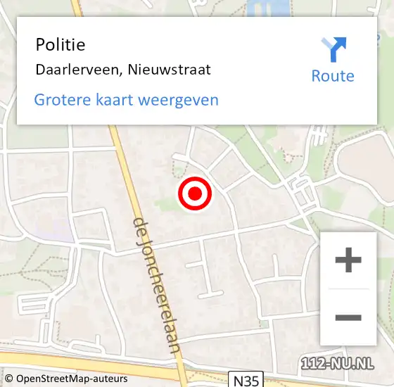 Locatie op kaart van de 112 melding: Politie Daarlerveen, Nieuwstraat op 20 september 2024 17:59