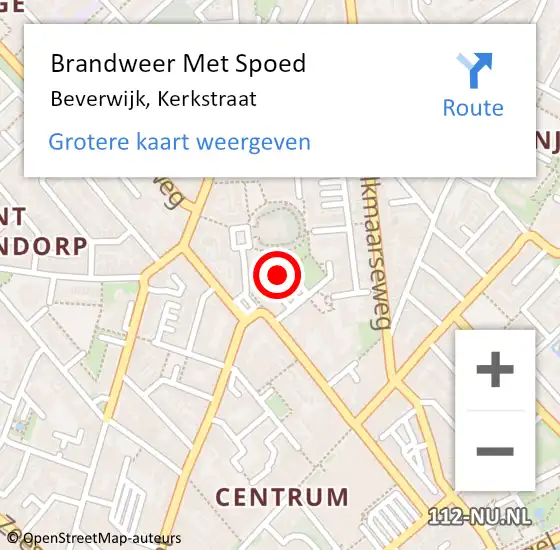 Locatie op kaart van de 112 melding: Brandweer Met Spoed Naar Beverwijk, Kerkstraat op 20 september 2024 18:00