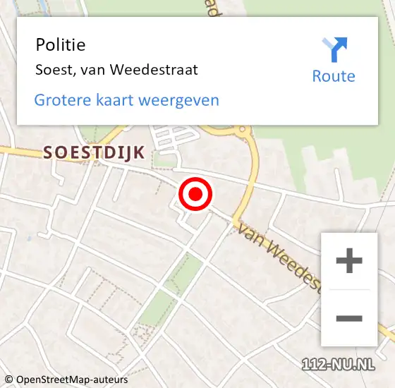 Locatie op kaart van de 112 melding: Politie Soest, van Weedestraat op 20 september 2024 18:05