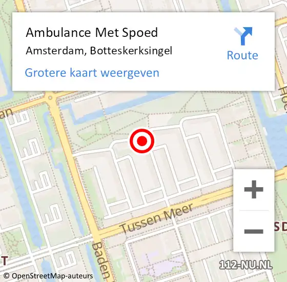 Locatie op kaart van de 112 melding: Ambulance Met Spoed Naar Amsterdam, Botteskerksingel op 20 september 2024 18:06