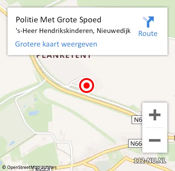 Locatie op kaart van de 112 melding: Politie Met Grote Spoed Naar 's-Heer Hendrikskinderen, Nieuwedijk op 20 september 2024 18:12