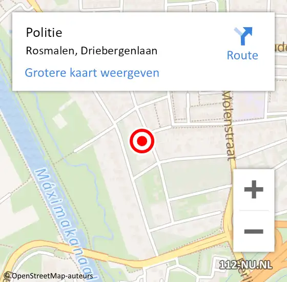 Locatie op kaart van de 112 melding: Politie Rosmalen, Driebergenlaan op 20 september 2024 18:13