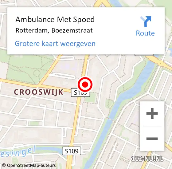 Locatie op kaart van de 112 melding: Ambulance Met Spoed Naar Rotterdam, Boezemstraat op 20 september 2024 18:18