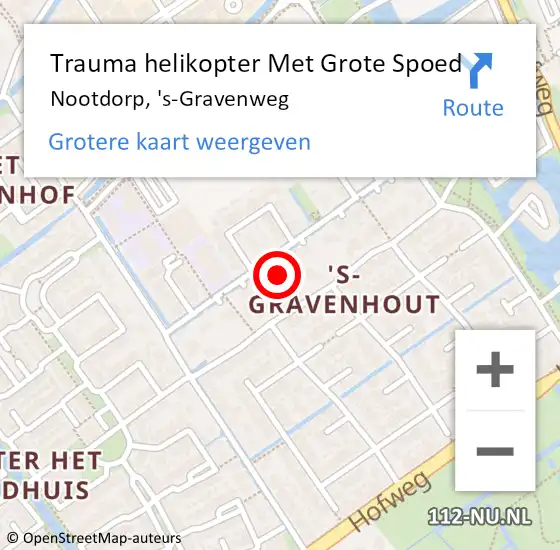 Locatie op kaart van de 112 melding: Trauma helikopter Met Grote Spoed Naar Nootdorp, 's-Gravenweg op 20 september 2024 18:27