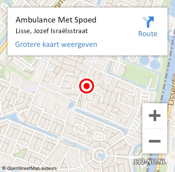 Locatie op kaart van de 112 melding: Ambulance Met Spoed Naar Lisse, Jozef Israëlsstraat op 20 september 2024 18:33